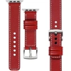 moVear Prestige C1 20mm Scharlachrot Lederarmband für Apple Watch 10 / 9 / 8 / 7 / 6 / 5 / 4 / SE (42/41/40mm) | Scharlachrot Nähte [Größen XS-XXL und Schnalle zur Auswahl]