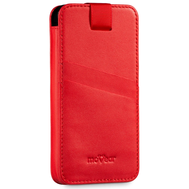 moVear pocketCase C+ Einschubtasche aus Leder für Apple iPhone Air / 11 Pro MAX / Xs MAX / 11 / XR / 8/7/6 Plus | Nappaleder (Rot)