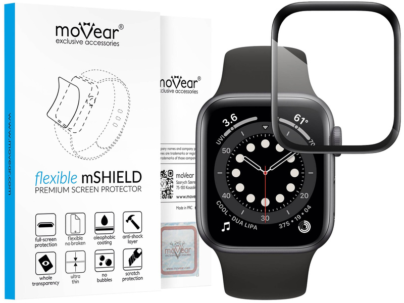 moVear flexible mSHIELD 3D PRO for Apple Watch 3/2/1 (42mm) (1.65"). Armored hybrid glass.