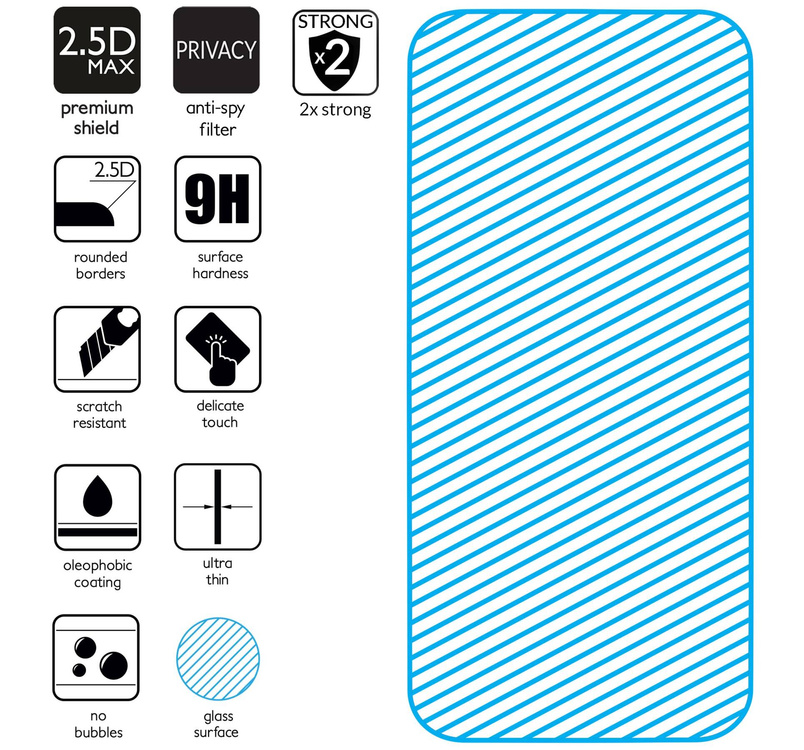 2 Stk. | moVear GLASS mSHIELD 2.5D MAX privacy für Apple iPhone 14 Pro (6.1") | (Privatisierung, Handyhülle freundlich)