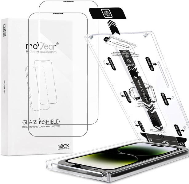 2 pcs. | moVear mBOX GLASS mSHIELD 2.5D for Apple iPhone 14 Pro Max (6.7") (easy installation)