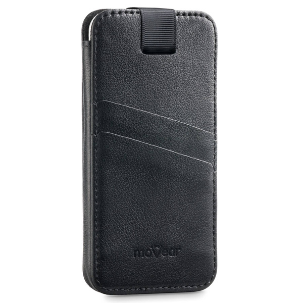 moVear pocketCase C+ Einschubtasche aus Leder für Apple iPhone 16/15/14/13, 12/11 Pro, Xs/X | Nappaleder (Schwarz)