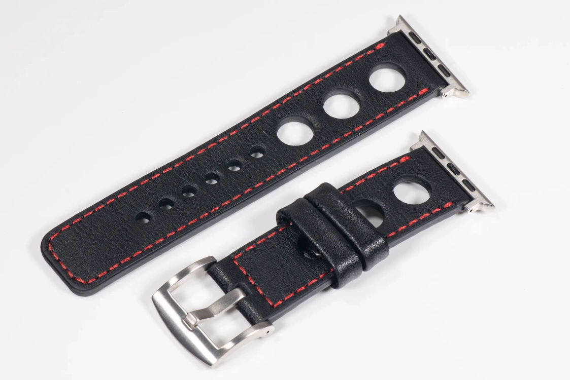 Leather watch strap