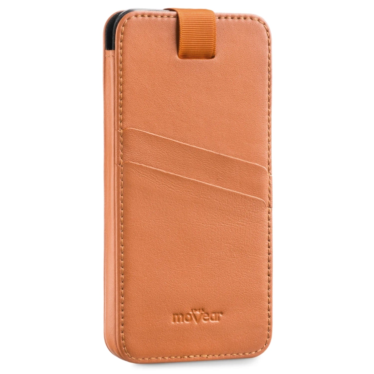moVear pocketCase C+ Slide in leather Bag Pouch for Apple iPhone Air / 11 Pro MAX / Xs MAX / 11 / XR / 8/7/6 Plus | Nappa leather (Light Brown)