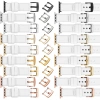 moVear Prestige C1 20mm Weiß Lederarmband für Apple Watch 10 / 9 / 8 / 7 / 6 / 5 / 4 / SE (46/45/44mm) & Ultra (49mm) | Weiß Nähte [Größen XS-XXL und Schnalle zur Auswahl]