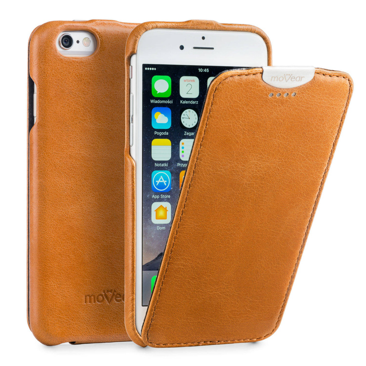 moVear flipDown C Leather Case for Apple iPhone 6 / 6s | Vintage, Light Brown