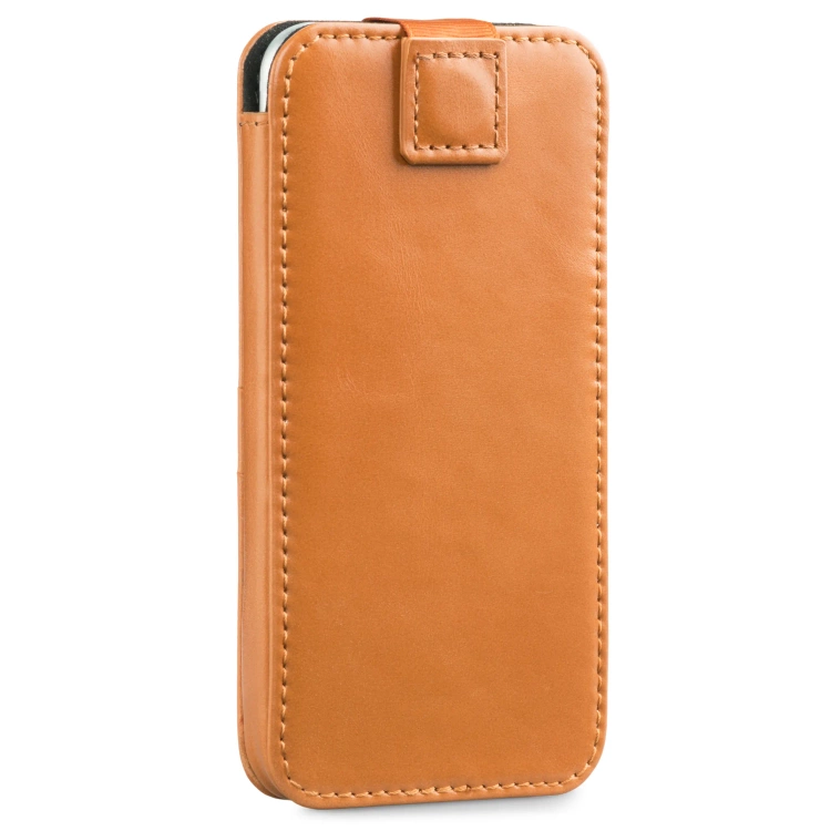 moVear pocketCase C+ Slide in leather Bag Pouch for Apple iPhone 16/15/14/13, 12/11 Pro, Xs/X | Vintage leather (Light Brown)