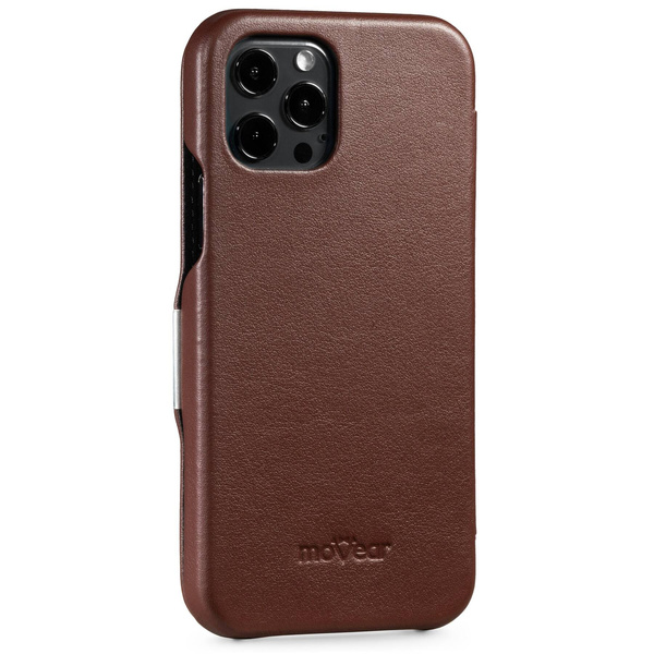 moVear flipSide C Leder Handyhülle für Apple iPhone 12 Pro / 12 (6.1") | Nappaleder (Dunkelbraun)