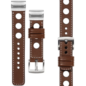 moVear Prestige R1 Leather strap for Garmin QuickFit 20mm (Fenix / Instinct - 43/42/40mm) Dark brown, Dark brown stitching [sizes XS-XXL and buckle to choose from]