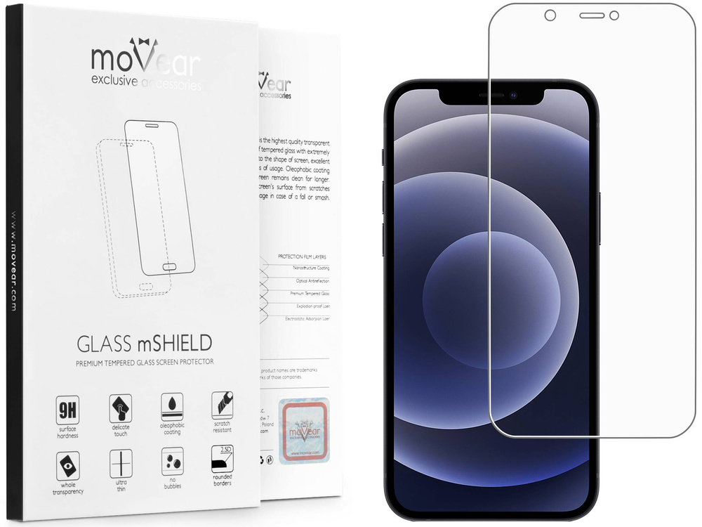moVear GLASS mSHIELD 2.5D MATT für Apple iPhone 12 Pro / 12 (6.1") | (Antireflex, Handyhülle freundlich)