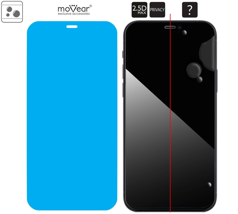 2 Stk. | moVear GLASS mSHIELD 2.5D MAX privacy für Apple iPhone 12 Pro Max (6.7") | (Privatisierung, Handyhülle freundlich)