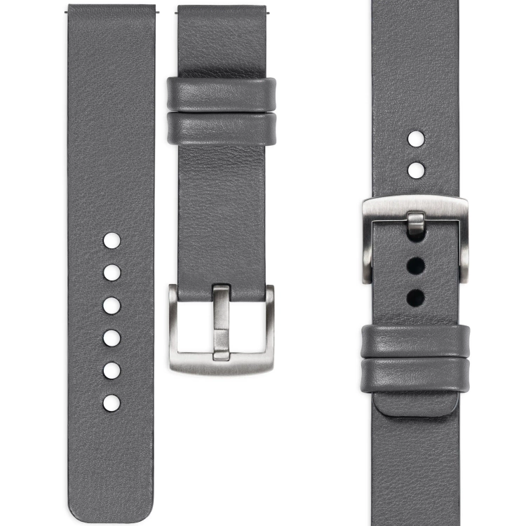 moVear Prestige S1 21mm Uhrenarmband aus Leder | Grau [Größen XS-XXL und Schnalle zur Auswahl]