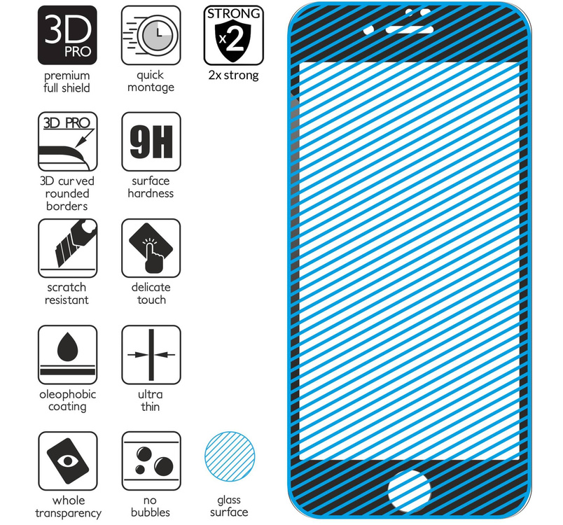 moVear GLASS mSHIELD 3D PRO für Apple iPhone 8 Plus / 7 Plus (5.5") (Vollbildschutz)