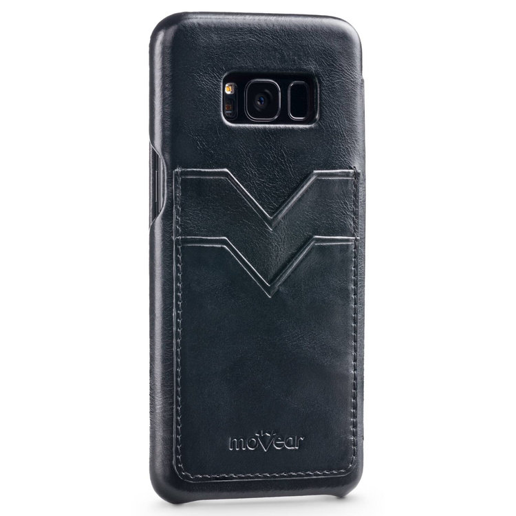 moVear flipSide S+ Leder-Hülle für Samsung Galaxy S8+ (Plus) | Vintage Ledercase, Schwarz