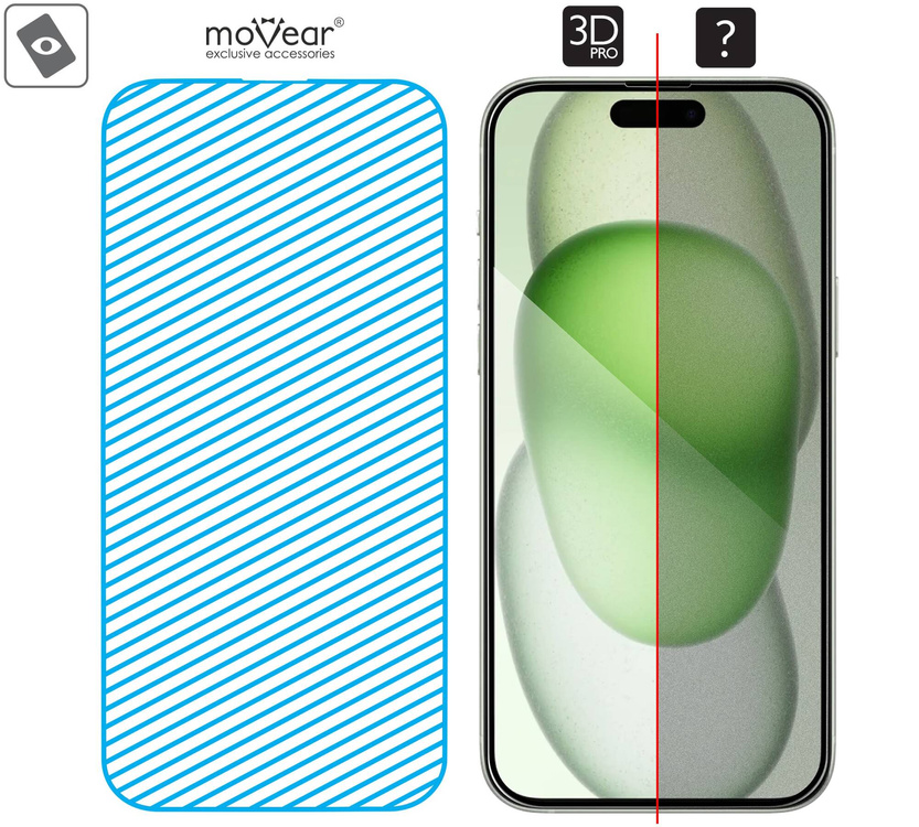moVear mBOX GLASS mSHIELD 3D PRO für Apple iPhone 16 Plus / 15 Plus (6.7") (einfache Installation)