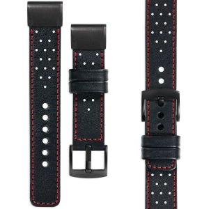 moVear Prestige R2 Leather strap for Garmin QuickFit 26mm (Fenix / Epix / Quatix / Tactix / Enduro - 51mm) Black, Black stitching [sizes XS-XXL and buckle to choose from]