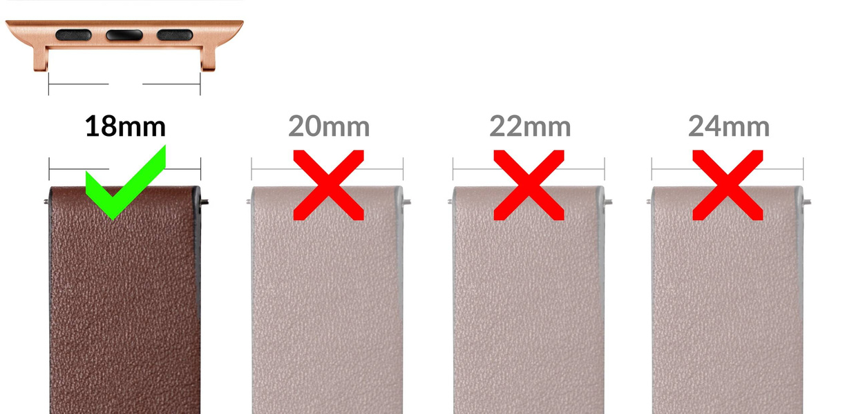 moVear | 18mm watch strap adapter for Apple Watch 9/8/7/6/SE/5/4/3/2/1 (41/40/38mm) | Rose gold, Stainless steel +PVD