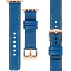 moVear Prestige C1 20mm Blau Lederarmband für Apple Watch 10 / 9 / 8 / 7 / 6 / 5 / 4 / SE (42/41/40mm) | Blau Nähte [Größen XS-XXL und Schnalle zur Auswahl]