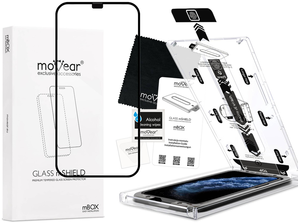 moVear mBOX GLASS mSHIELD 2.5D MAX for Apple iPhone 11 Pro / Xs / X (5.8") (easy installation)