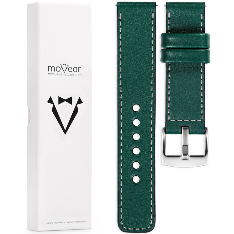 moVear Prestige C1 20mm Bottle green Leather strap for Certina DS-1 Big Date C029.426.11.091.60 | Bottle green stitching [sizes XS-XXL]