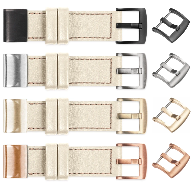 moVear Prestige C1 Leather strap for Garmin QuickFit 20mm (Fenix / Instinct - 43/42/40mm) Nude, Nude stitching [sizes XS-XXL and buckle to choose from]