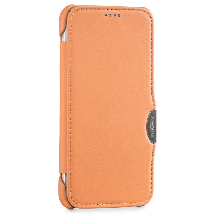 moVear flipSide C Leder-Hülle für Samsung Galaxy S6 | Glatte Ledercase, Cappuccino