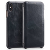 moVear flipSide S Ledertasche für Apple iPhone Xs MAX (6.5") | Glatte Leder, Handy Hülle book type (Schwarz)