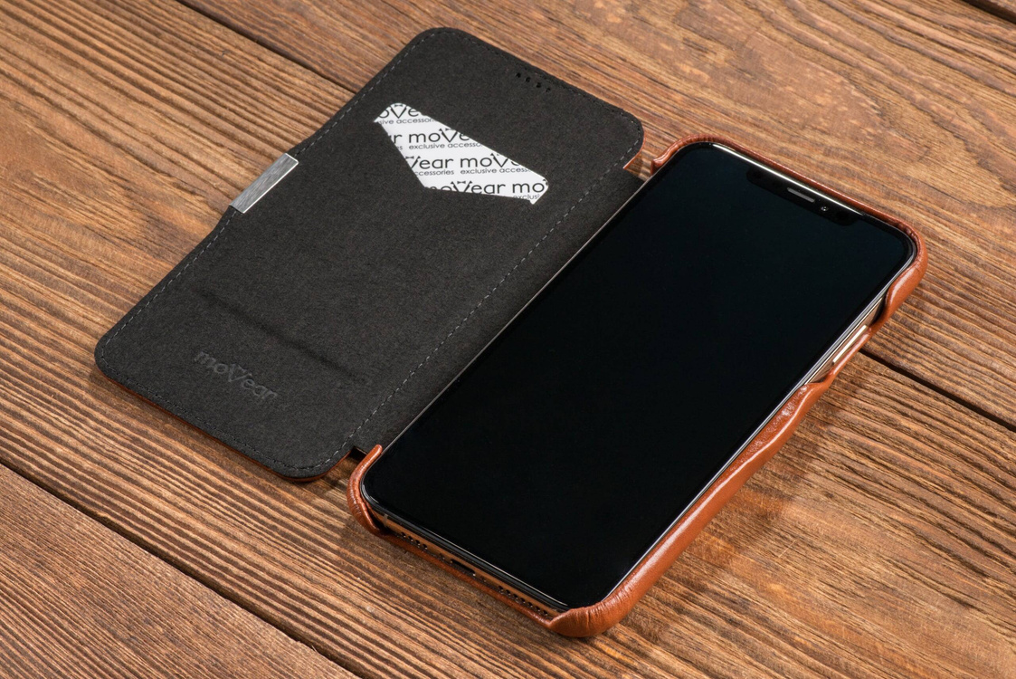 moVear flipSide C Leather case for Apple iPhone Xs MAX (6.5") | Vintage leather (Brown)