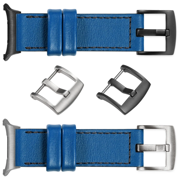 moVear Prestige C1 22mm Blue Leather strap for Samsung Galaxy Watch Ultra | Blue stitching [sizes XS-XXL and buckle to choose from]
