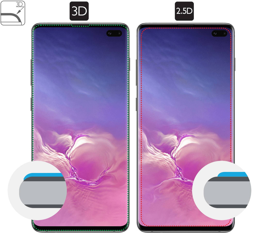 2 pcs. | moVear GLASS mSHIELD 3D for Samsung Galaxy S10+ (Plus) (6.4") (full screen protection)
