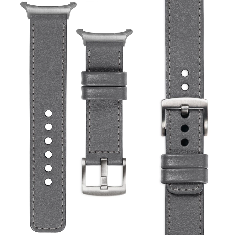 moVear Prestige C1 22mm Gray Leather strap for Samsung Galaxy Watch Ultra | Gray stitching [sizes XS-XXL and buckle to choose from]