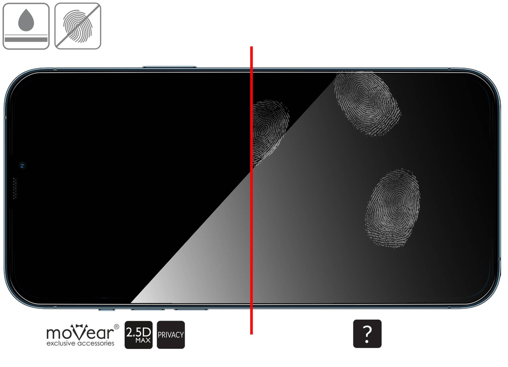 moVear mBOX GLASS mSHIELD 2.5D MAX privacy für Apple iPhone 12 Pro Max (6.7") (Anti-Spionage, mit Applikator)
