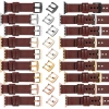 moVear Prestige S1 22mm Lederarmband für Apple Watch 10 / 9 / 8 / 7 / 6 / 5 / 4 / SE (42/41/40mm) Rotbraun [Adapter und Schnalle zur Auswahl]
