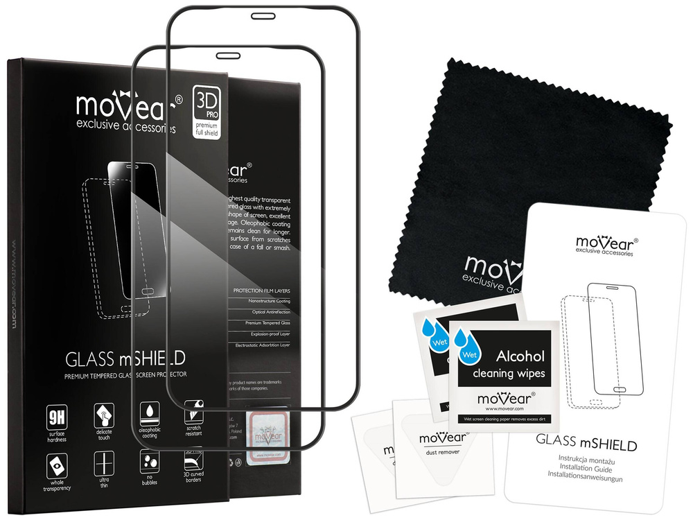 2 pcs. | moVear GLASS mSHIELD 3D PRO-E for Apple iPhone 12 Mini (5.4") (case friendly)