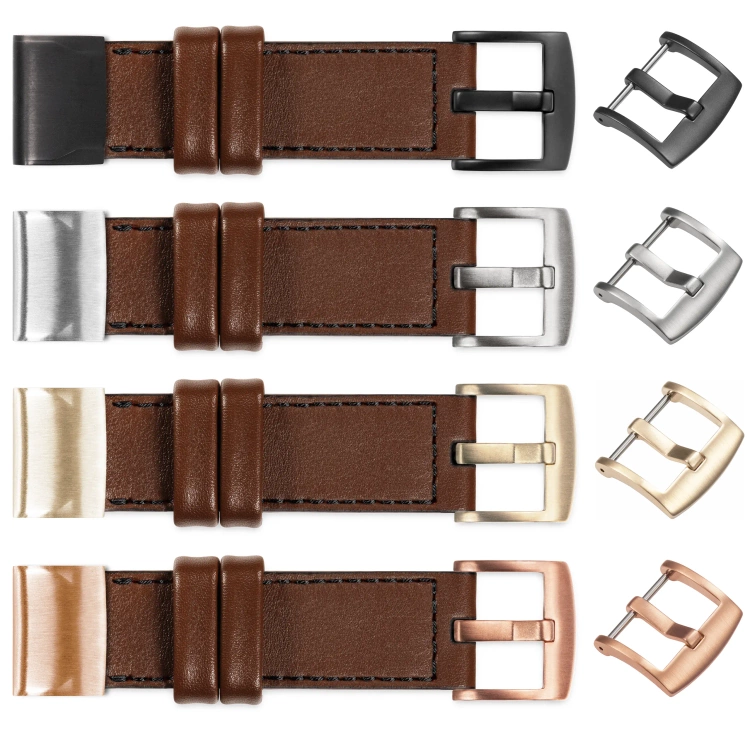 moVear Prestige C1 Leather strap for Garmin QuickFit 20mm (Fenix / Instinct - 43/42/40mm) Dark brown, Dark brown stitching [sizes XS-XXL and buckle to choose from]