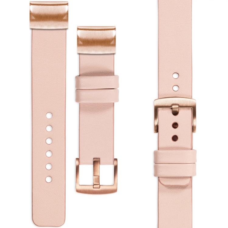 moVear Prestige S1 Leather strap for Garmin QuickFit 20mm (Fenix / Instinct - 43/42/40mm) Flesh pink [sizes XS-XXL and buckle to choose from]