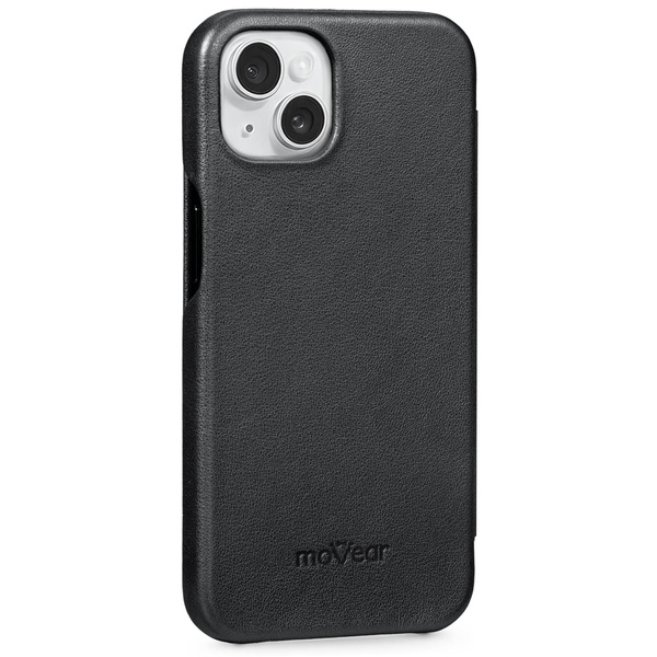 moVear flipSide S Leather slim case for Apple iPhone 13 Mini (5.4") | Smooth leather (Black)