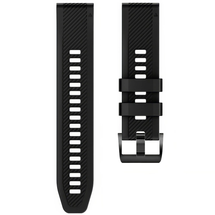 Silikon-Uhrenarmband SIL S1 für Garmin QuickFit 26mm (Fenix / Epix / Quatix / Tactix / Enduro - 51mm) Schwarz – moVear