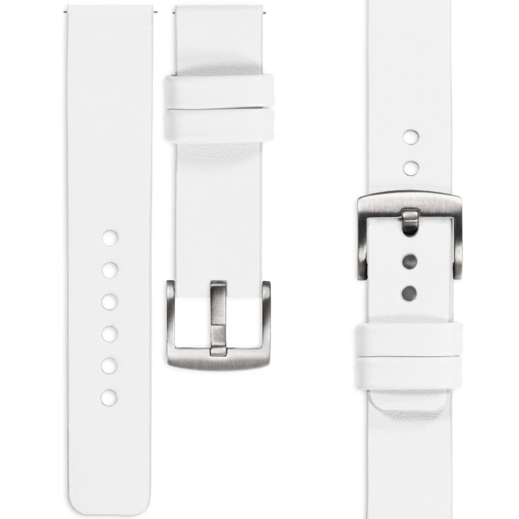 moVear Prestige S1 23mm Uhrenarmband aus Leder | Weiß [Größen XS-XXL und Schnalle zur Auswahl]