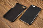 moVear backCover S Lederrückseite Cover für Apple iPhone 6 / 6s | Glatte Leder-Hülle, Schwarz