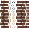 moVear Prestige C1 20mm Dunkelbraun Lederarmband für Apple Watch 10 / 9 / 8 / 7 / 6 / 5 / 4 / SE (42/41/40mm) | Dunkelbraun Nähte [Größen XS-XXL und Schnalle zur Auswahl]