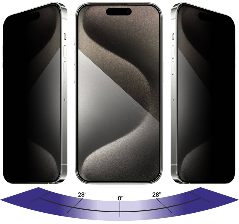 2 pcs. | moVear mBOX GLASS mSHIELD 2.5D MAX privacy for Apple iPhone 15 Pro (6.1") (Anti spy, with Applicator)
