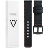 moVear Prestige C1 18mm Uhrenarmband aus Leder | Schwarz, Schwarz Nähte [Größen XS-XXL und Schnalle zur Auswahl]