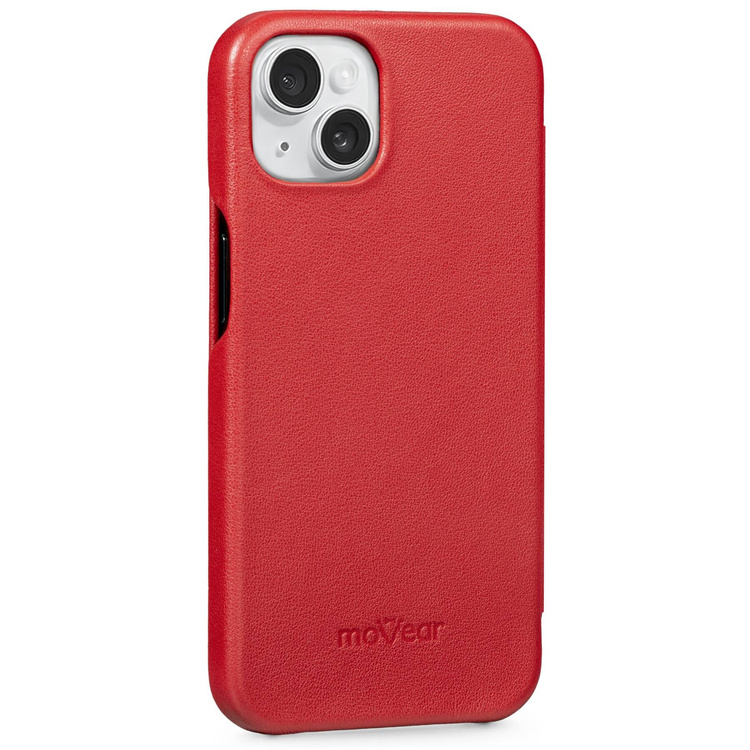 moVear flipSide S Ledertasche für Apple iPhone 13 (6.1") | Glatte Leder, Handy Hülle book type (Rot)