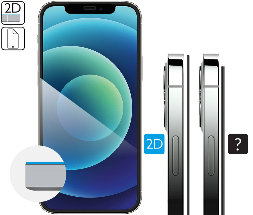 moVear flexible mSHIELD 2D für Apple iPhone 12 Pro / 12 (6.1"). Gepanzertes Hybridglas.