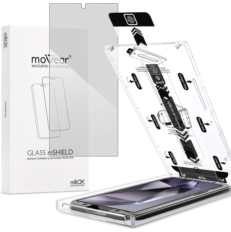 moVear mBOX GLASS mSHIELD 2.5D privacy für Samsung Galaxy S24 Ultra (6.8") (Anti-Spionage, mit Applikator)