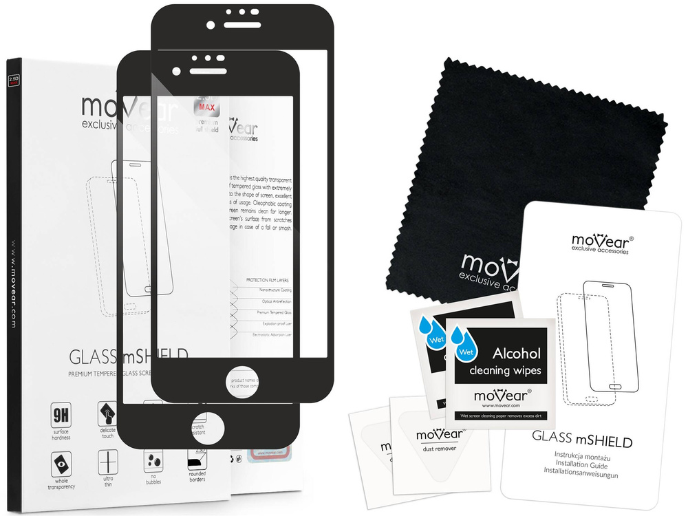 2 pcs. | moVear GLASS mSHIELD 2.5D MAX for Apple iPhone SE (2022 / 2020) / 8 / 7 (4.7") (case friendly)