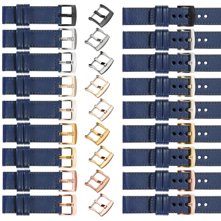 moVear Prestige C1 22mm leather watch strap | Navy blue, Navy blue stitching [sizes XS-XXL and buckle to choose from]