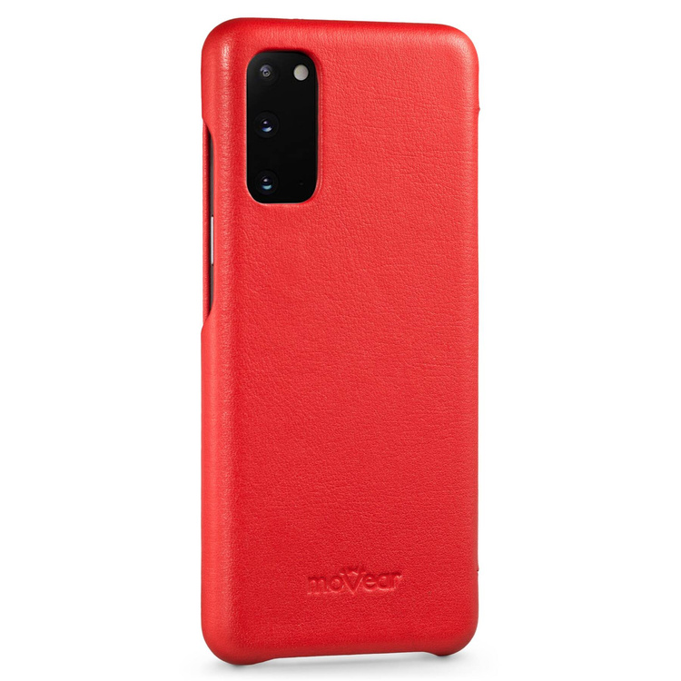 moVear flipSide S Ledertasche für Samsung Galaxy S20 (6.2") | Glatte Leder, Handy Hülle book type (Rot)