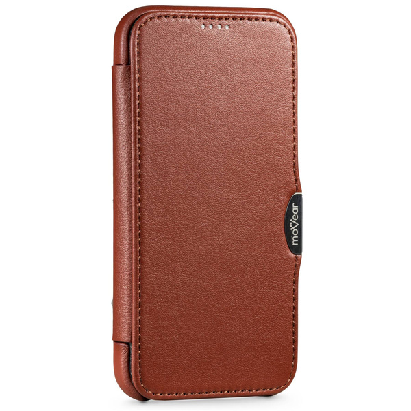 moVear flipSide C Leder Handyhülle für Apple iPhone 12 Pro / 12 (6.1") | Nappaleder (Braun)